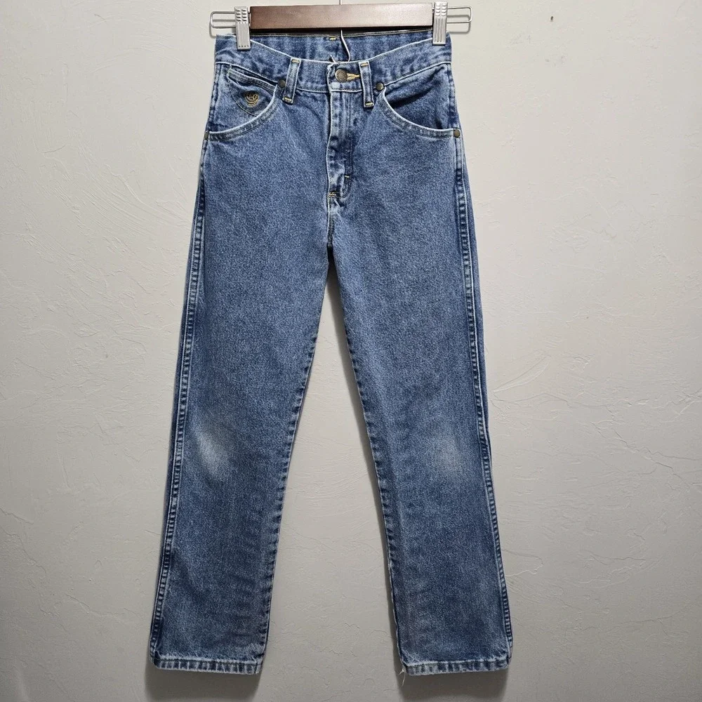 Vintage Wrangler Blue Denim Cotton Jeans Youth Boys Size 12 Slim